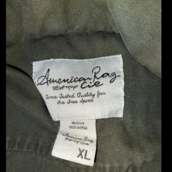 American Rag CIE Women's Cargo Jacket Olive Green Zip Front Snap Hooded Size XL. - Picture 7 of 8